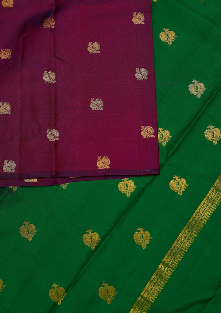 Wine Zariwork Pure Silk Designer Unstitched Saree - Koskii
