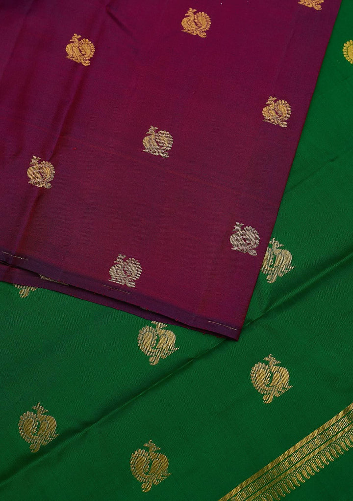 Wine Zariwork Pure Silk Designer Unstitched Saree - Koskii