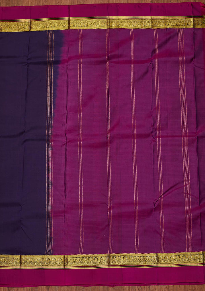 Wine Zariwork Pure Silk Designer Unstitched Saree - Koskii