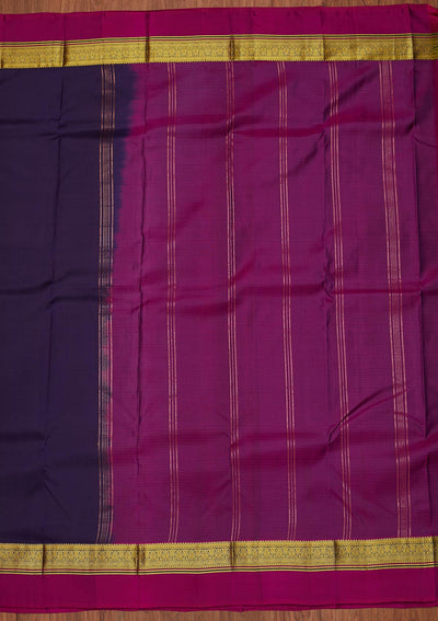 Wine Zariwork Pure Silk Designer Unstitched Saree - Koskii