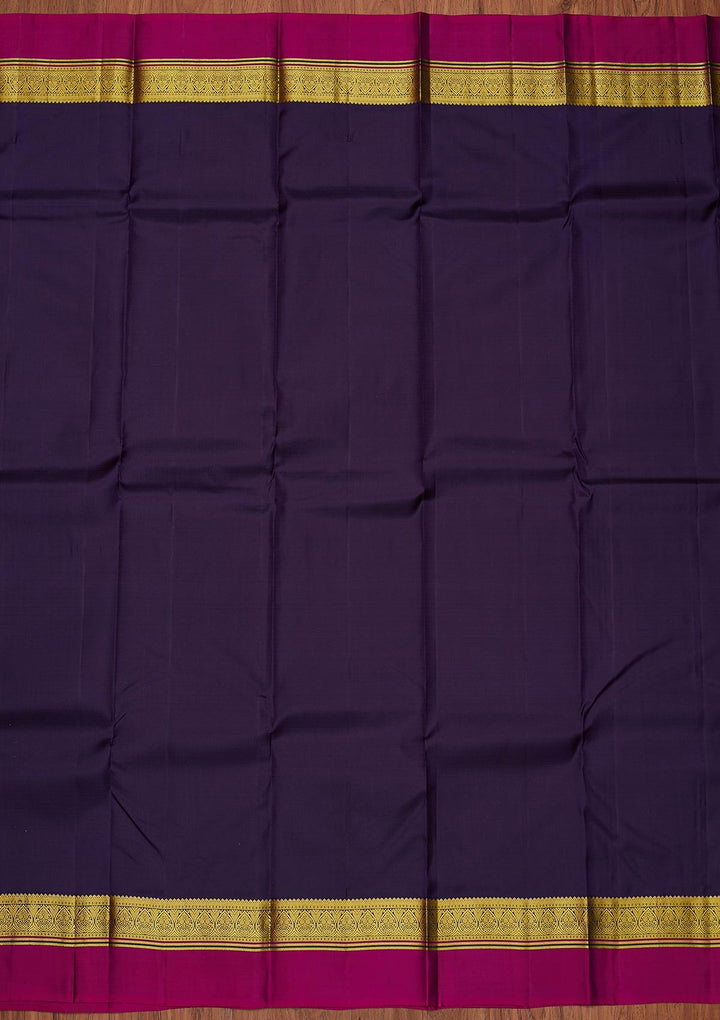 Wine Zariwork Pure Silk Designer Unstitched Saree - Koskii