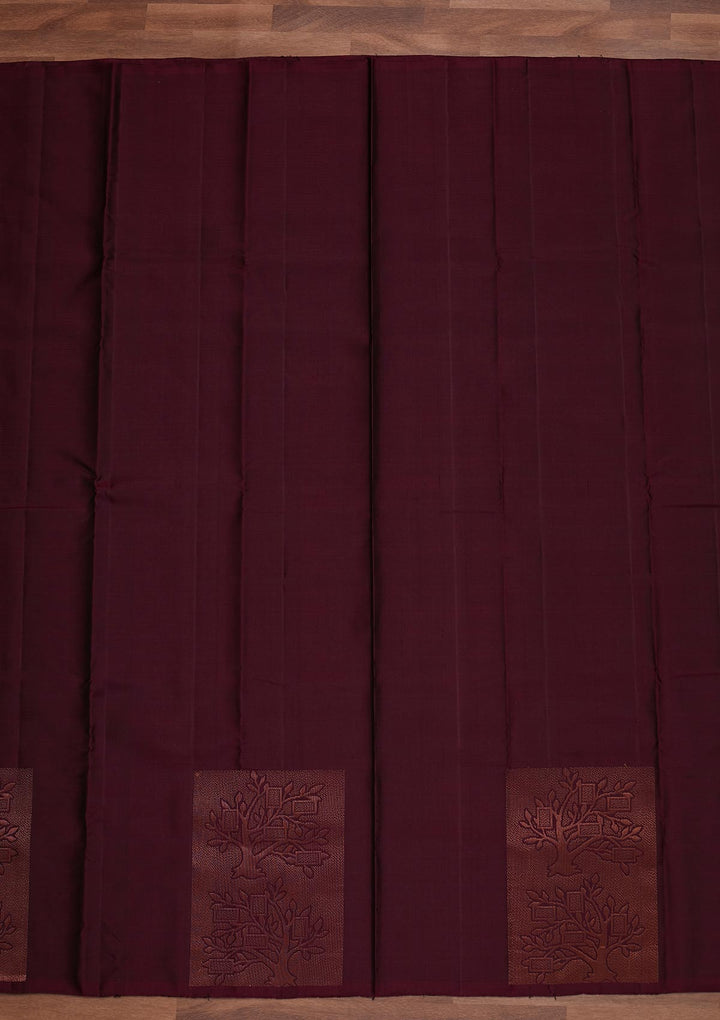 Wine Zariwork Pure Silk Designer Saree - Koskii