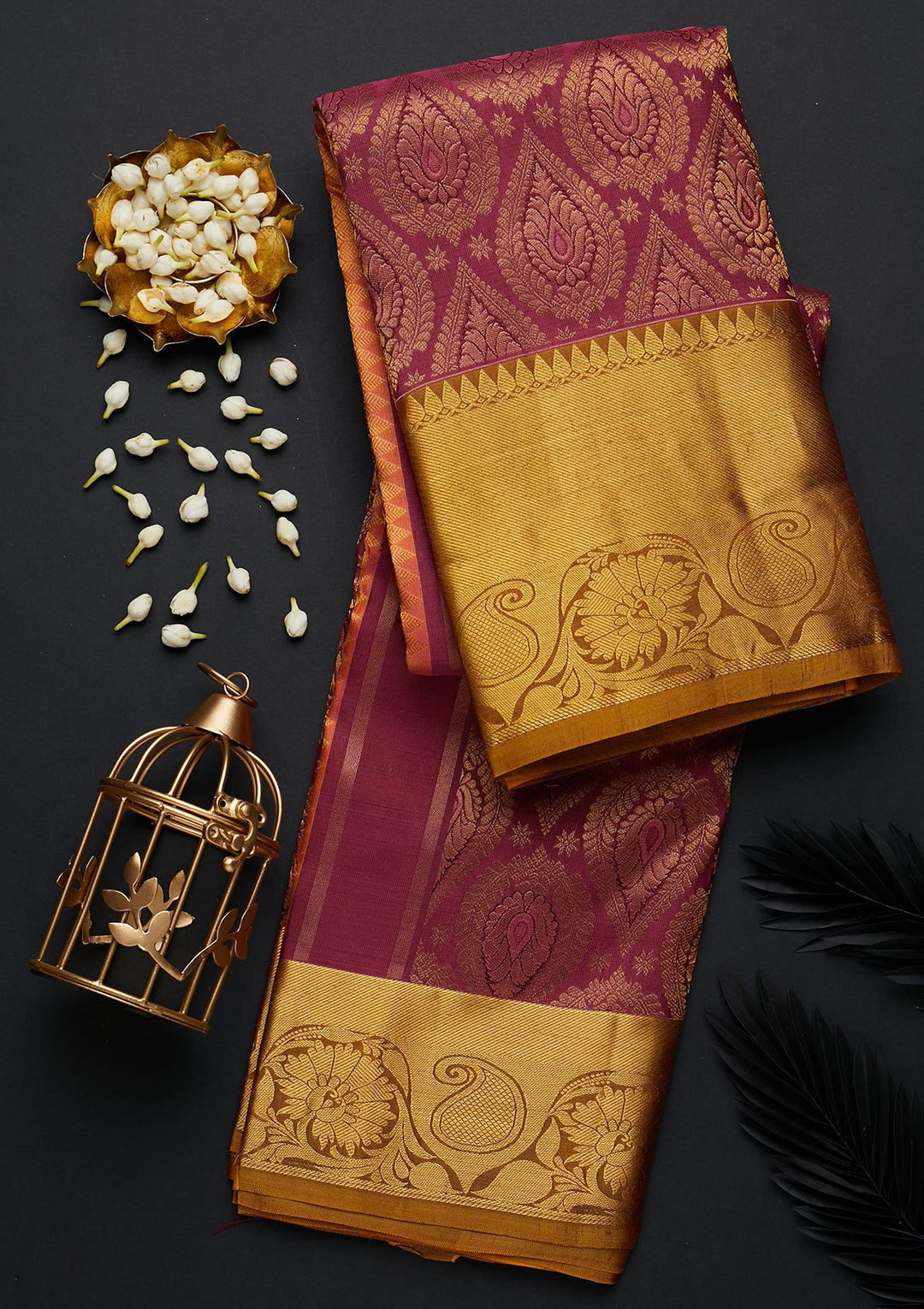 Wine Zariwork Pure Silk Designer Saree - Koskii