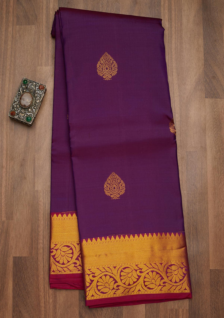 Purple Zariwork Pure Silk Saree-Koskii
