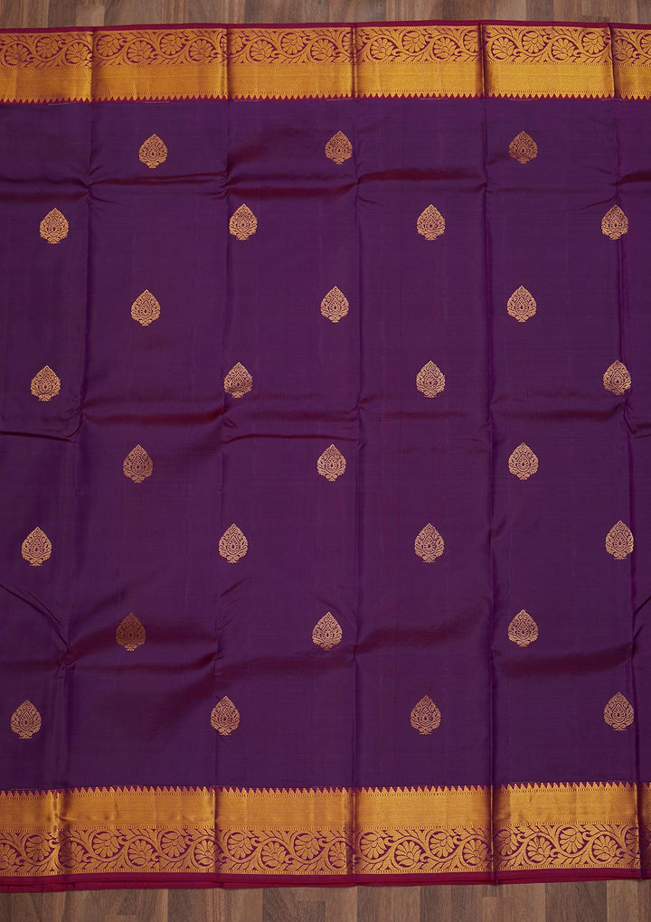 Purple Zariwork Pure Silk Saree-Koskii
