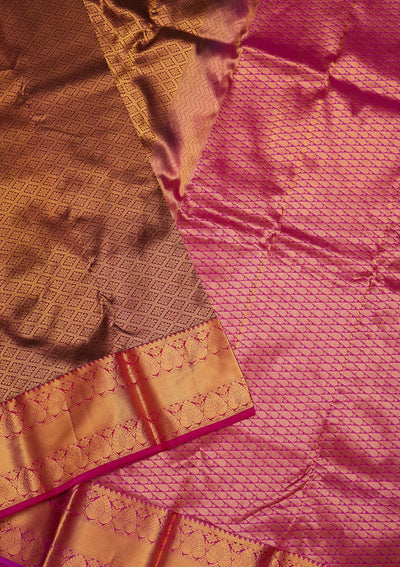 Wine Zariwork Pure Silk Saree-Koskii