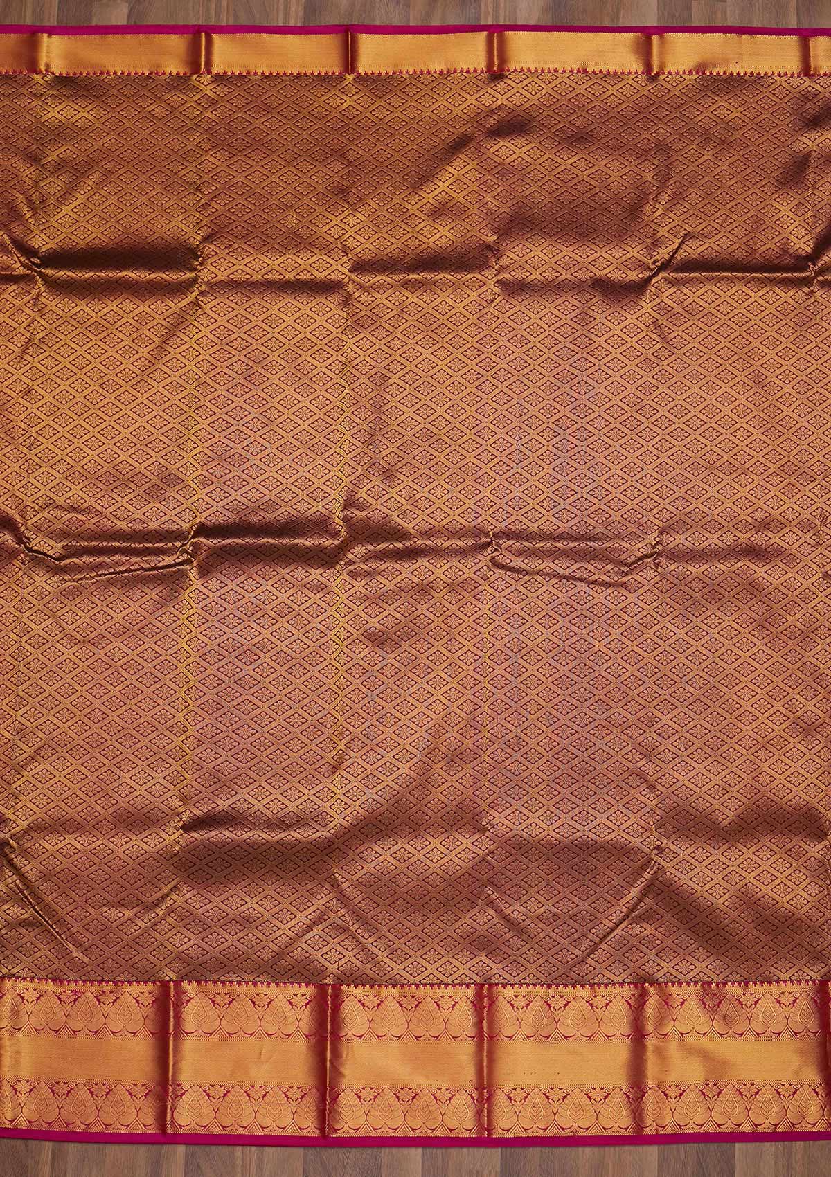 Wine Zariwork Pure Silk Saree-Koskii