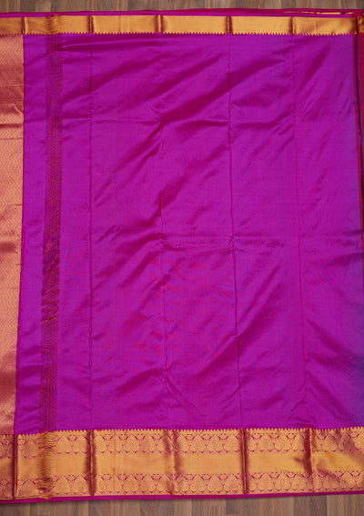 Wine Zariwork Pure Silk Saree-Koskii