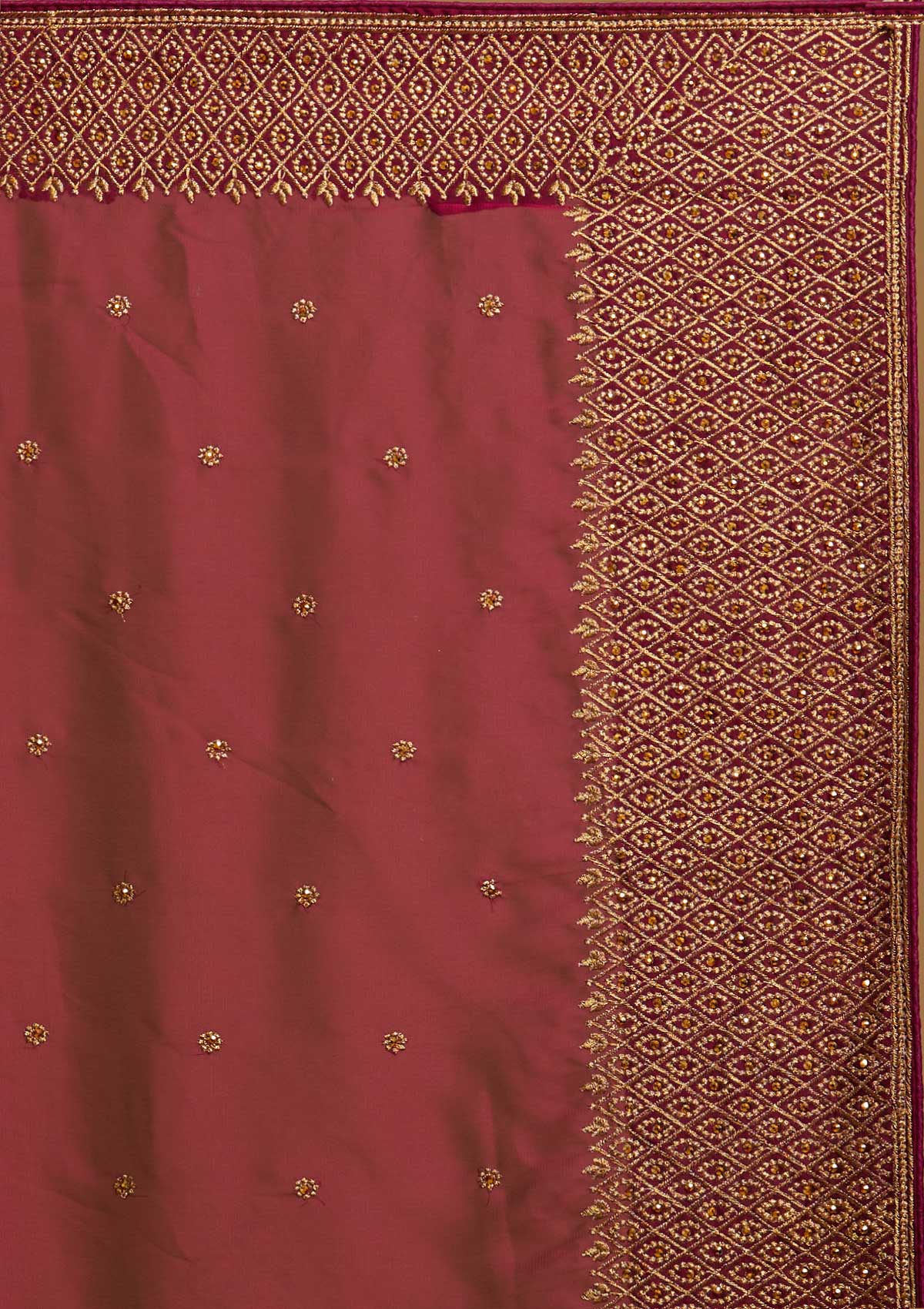 Wine Zariwork Semi Crepe Designer Saree-Koskii
