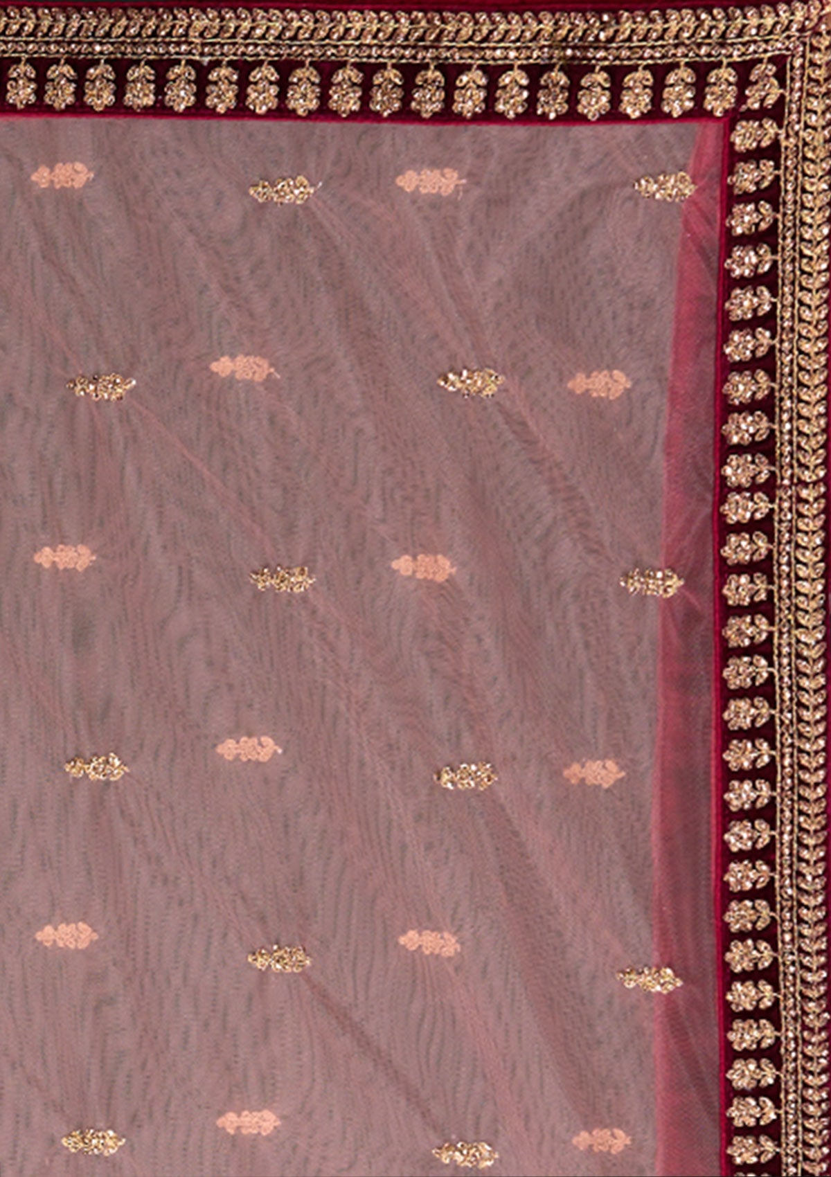 Wine Zariwork Velvet Designer Lehenga - Koskii