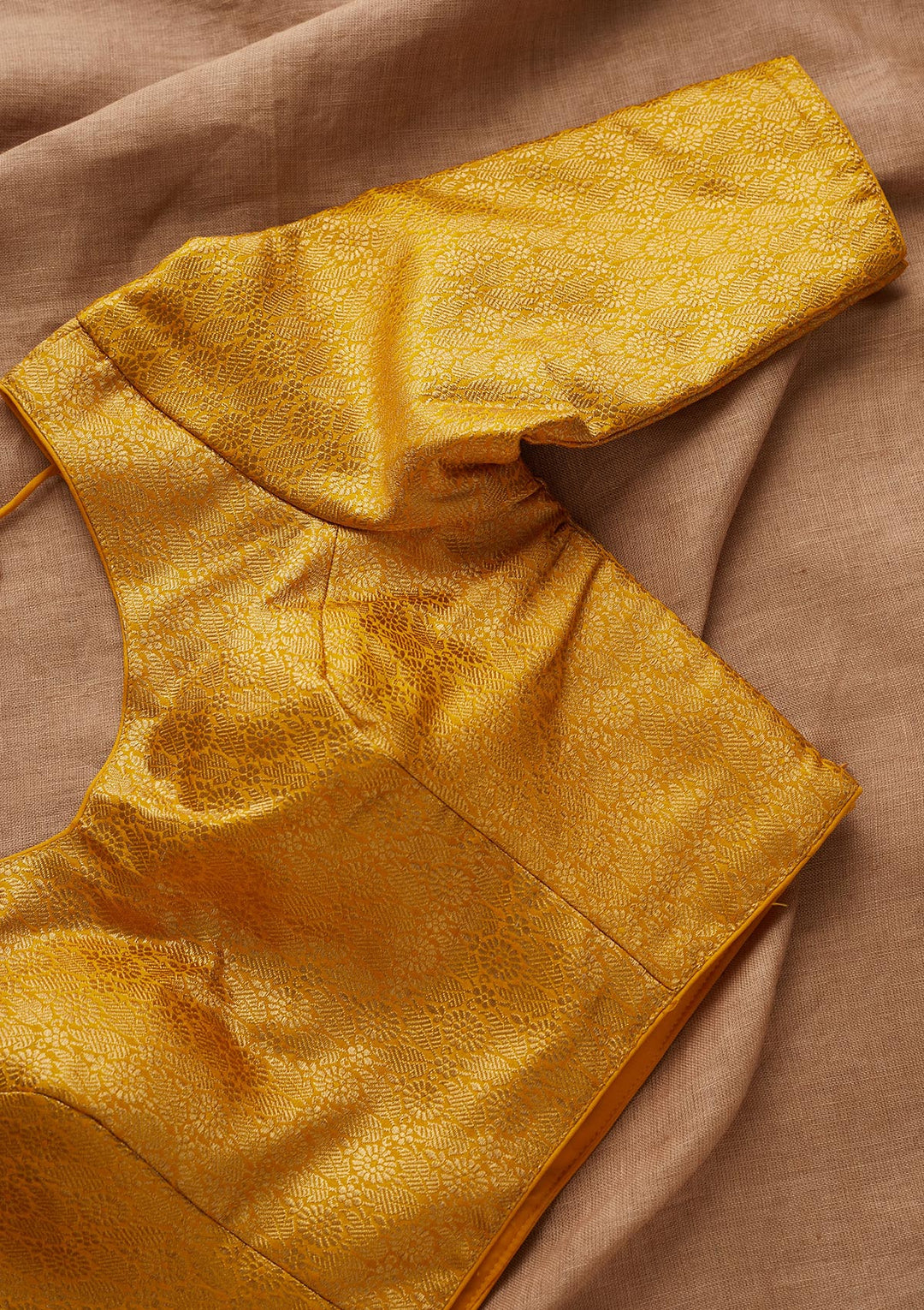 Yellow Zariwork Brocade Blouse - Koskii