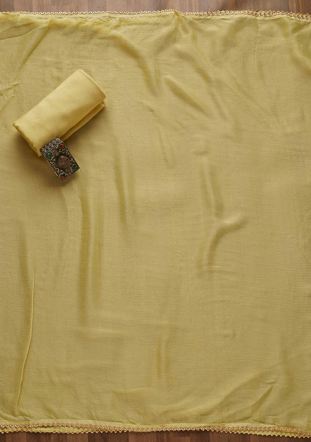 Yellow Cutdana Georgette Semi-Stitched Salwar Suit - Koskii
