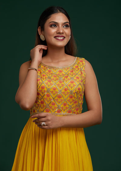 Yellow Gotapatti Georgette Designer Anarkali Suit - Koskii