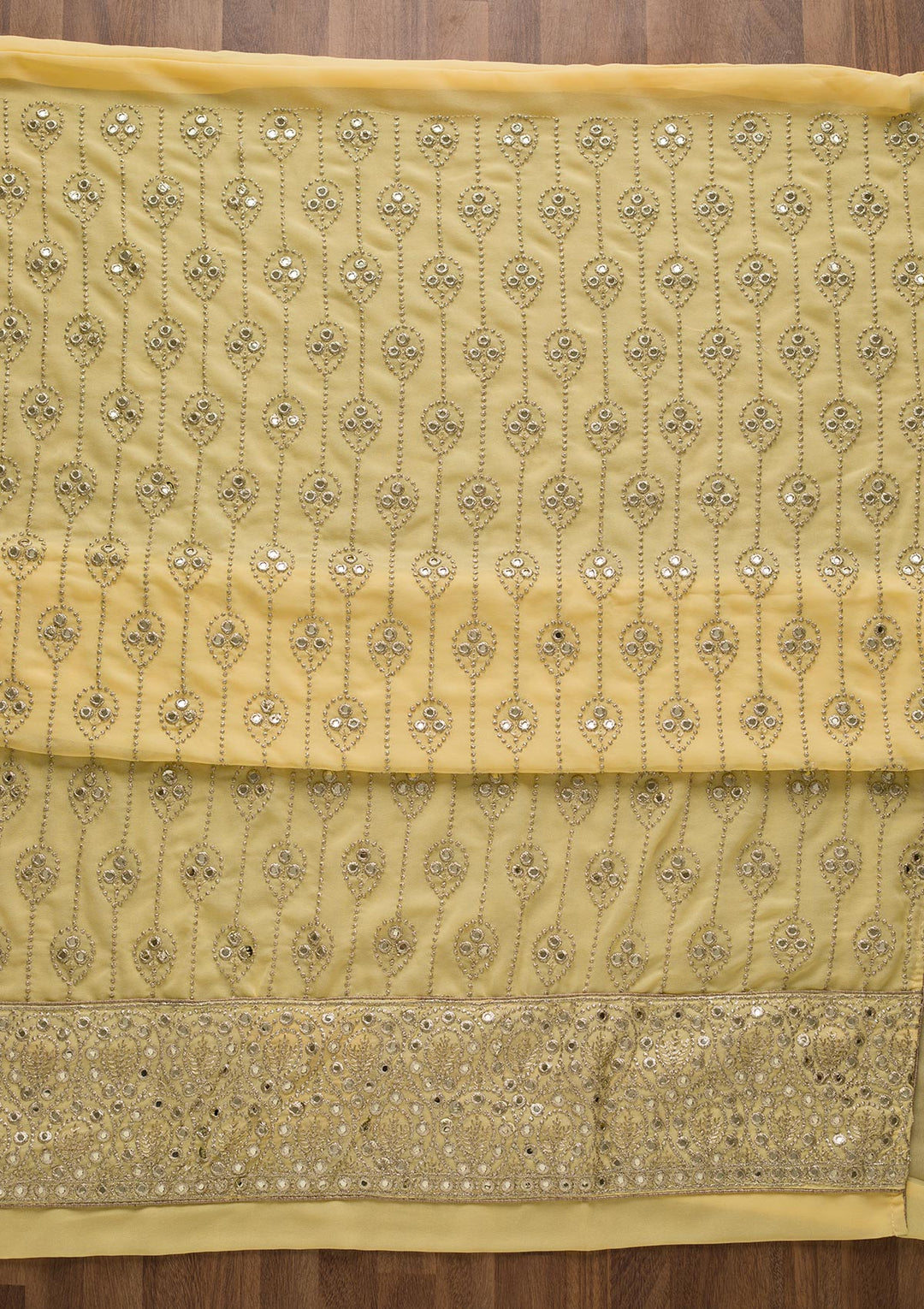 Yellow Gotapatti Georgette Unstitched Salwar Suit-Koskii