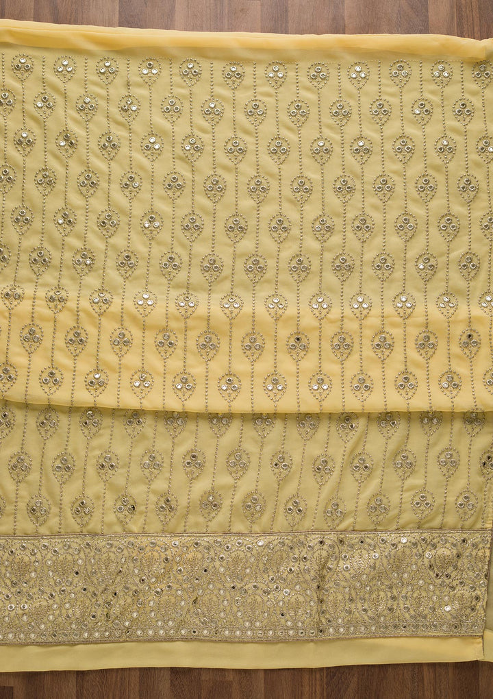 Yellow Gotapatti Georgette Unstitched Salwar Suit-Koskii