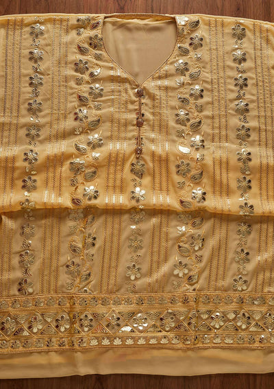 Yellow Gotapatti Georgette Designer Unstitched Salwar Suit - koskii