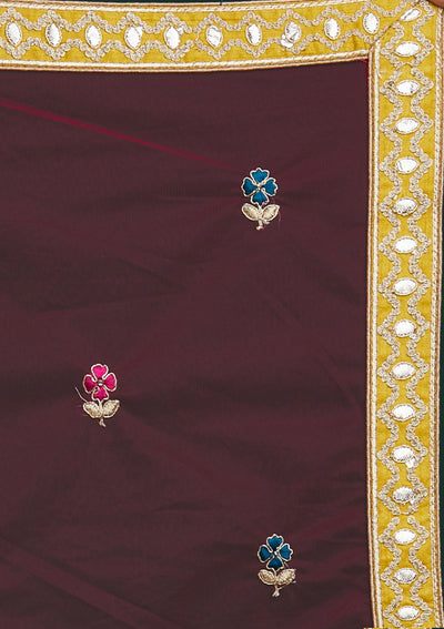 Yellow Gotapatti Raw Silk Designer Semi-Stitched Lehenga - Koskii