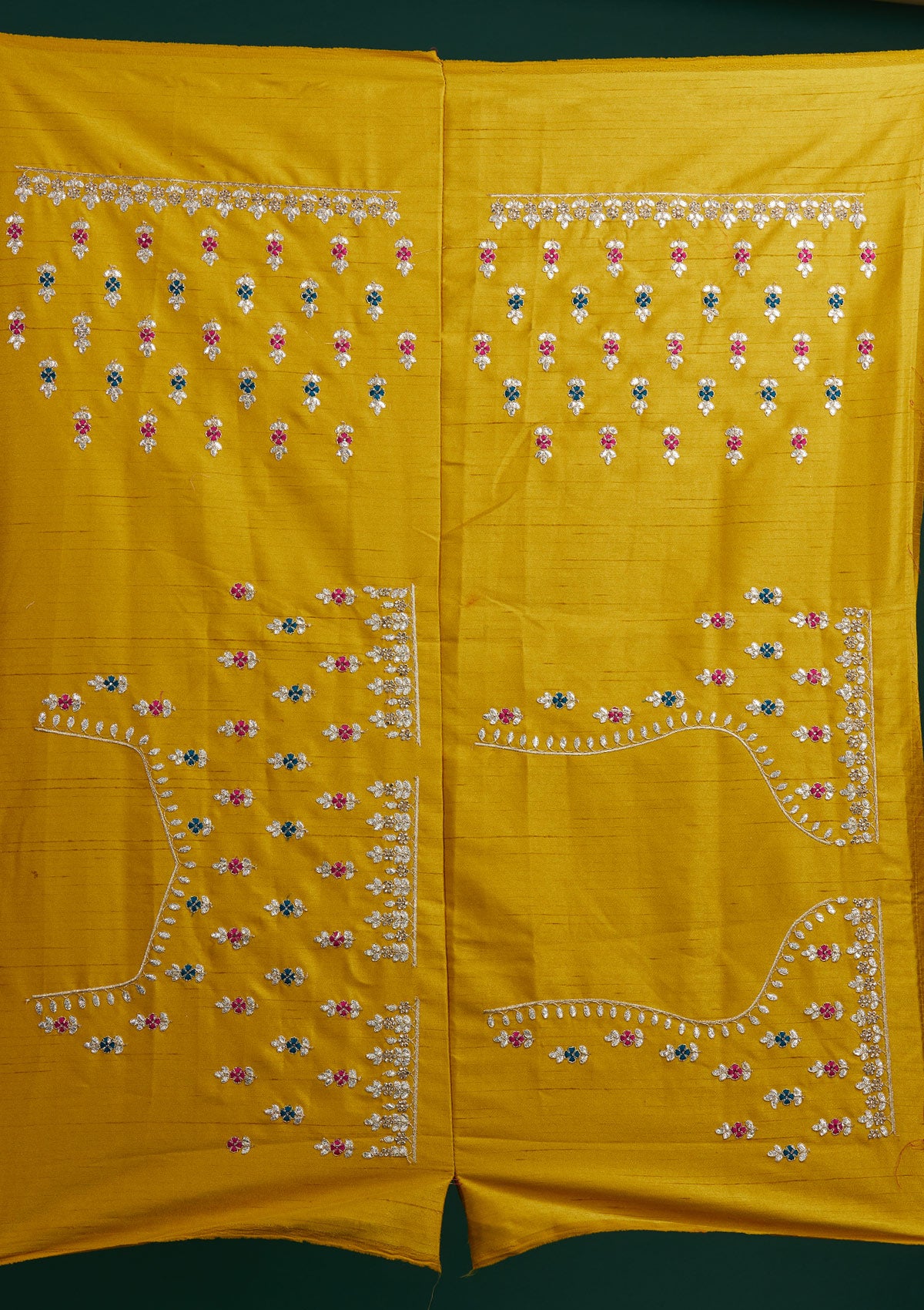 Yellow Gotapatti Raw Silk Designer Semi-Stitched Lehenga - Koskii