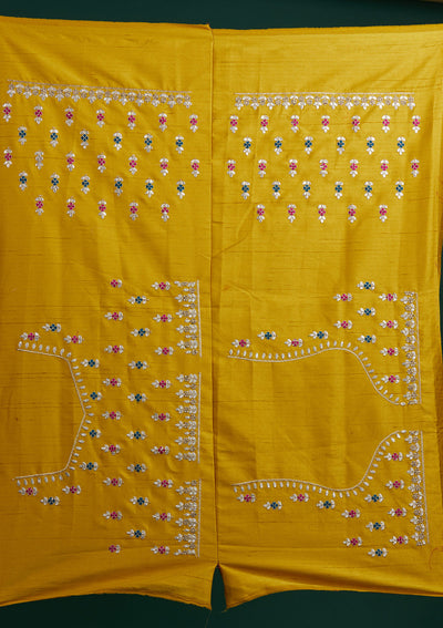Yellow Gotapatti Raw Silk Designer Semi-Stitched Lehenga - Koskii