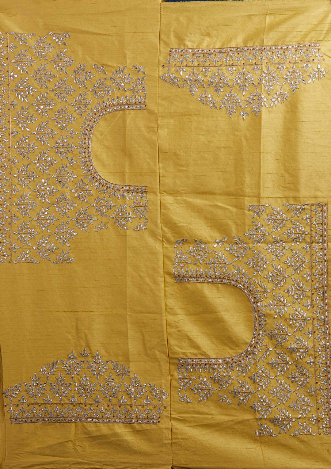 Yellow Gotapatti Raw Silk Designer Semi-Stitched Lehenga - Koskii
