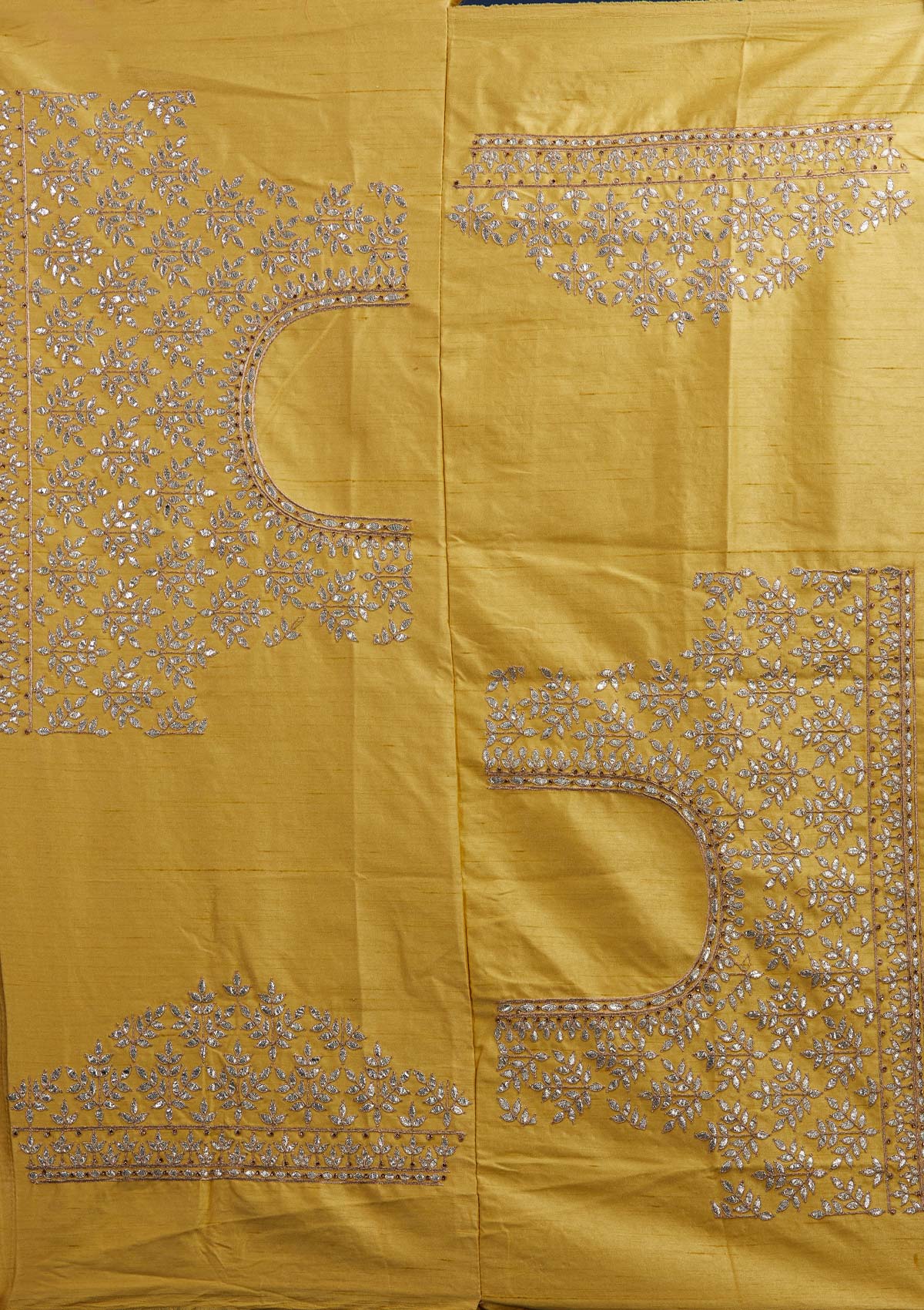 Yellow Gotapatti Raw Silk Designer Semi-Stitched Lehenga - Koskii
