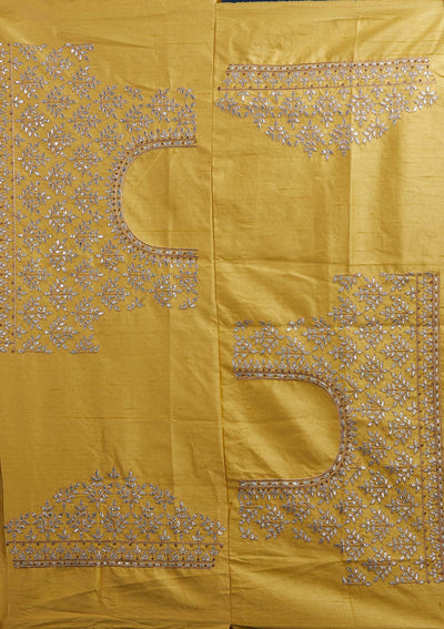 Yellow Gotapatti Raw Silk Designer Semi-Stitched Lehenga - Koskii