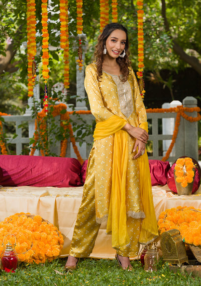 Luxury Punjabi Sharara Suit Haldi Function Dress | Punjabi Sharara Suits