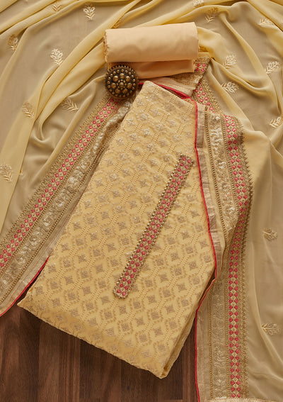 Yellow Sequins Georgette Designer Semi-Stitched Salwar Suit - Koskii