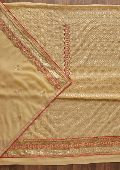 Yellow Sequins Georgette Designer Semi-Stitched Salwar Suit - Koskii