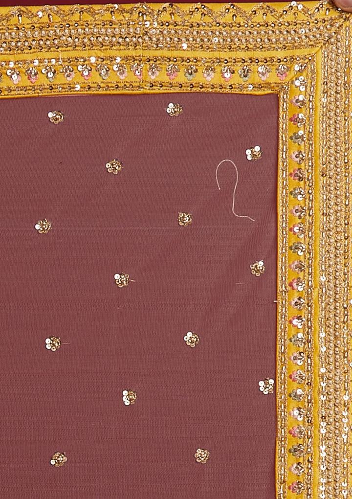 Yellow Sequins Raw Silk Designer Lehenga - koskii