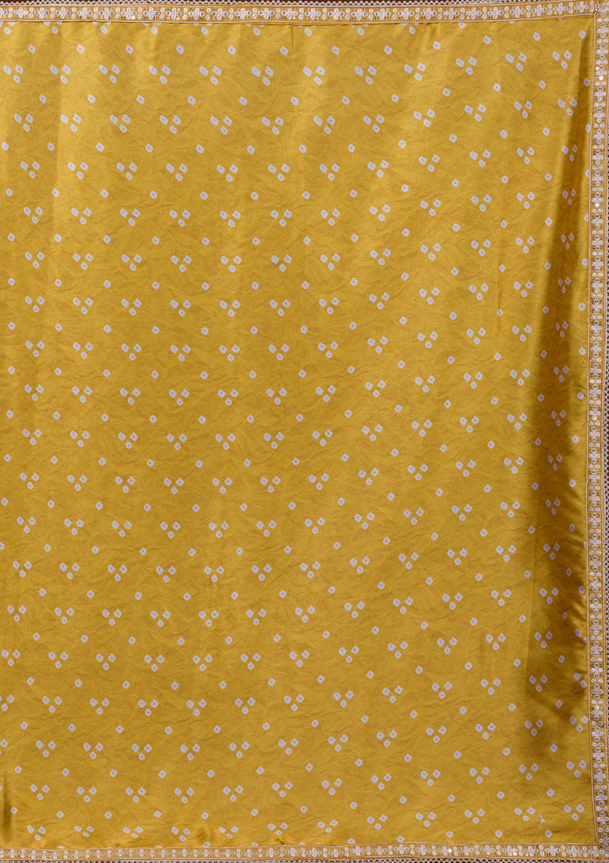 Yellow Bandhani Satin Saree-Koskii