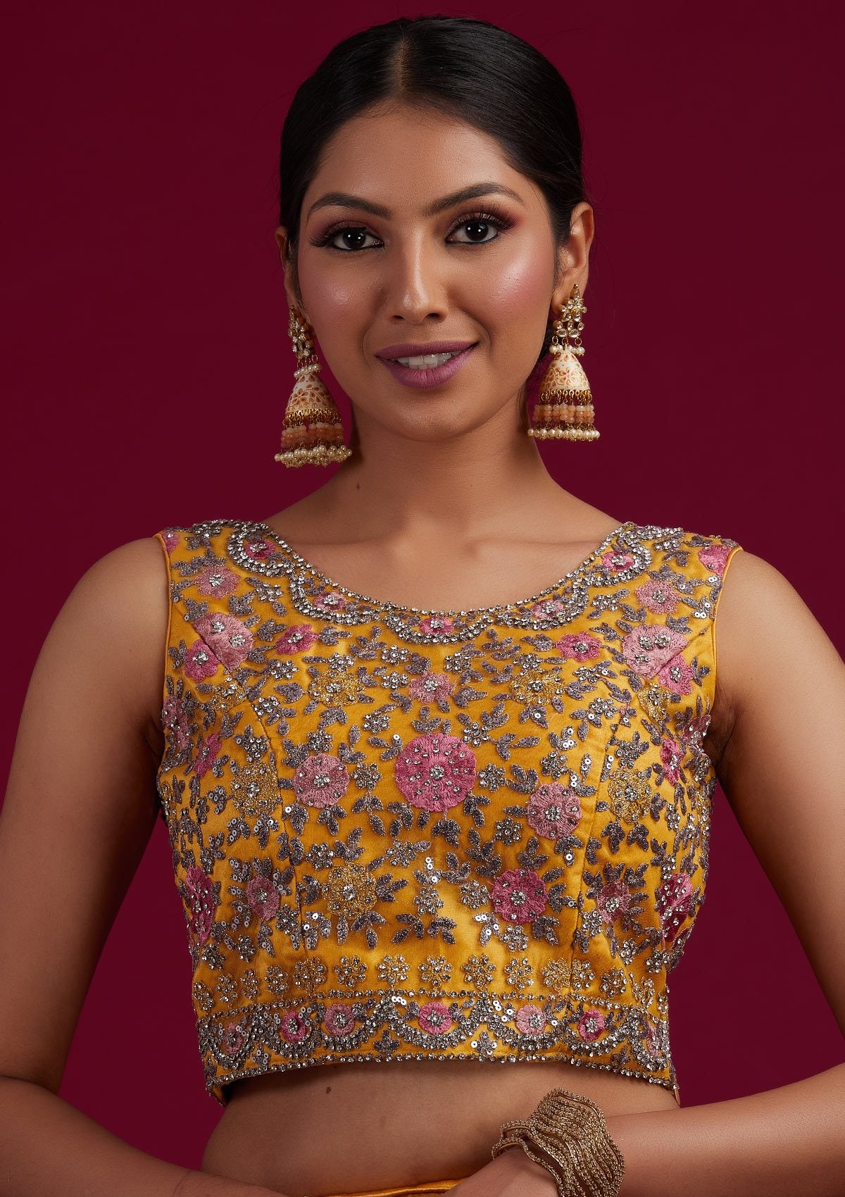 Yellow Silver Stonework Net Designer Semi-Stitched Lehenga - koskii
