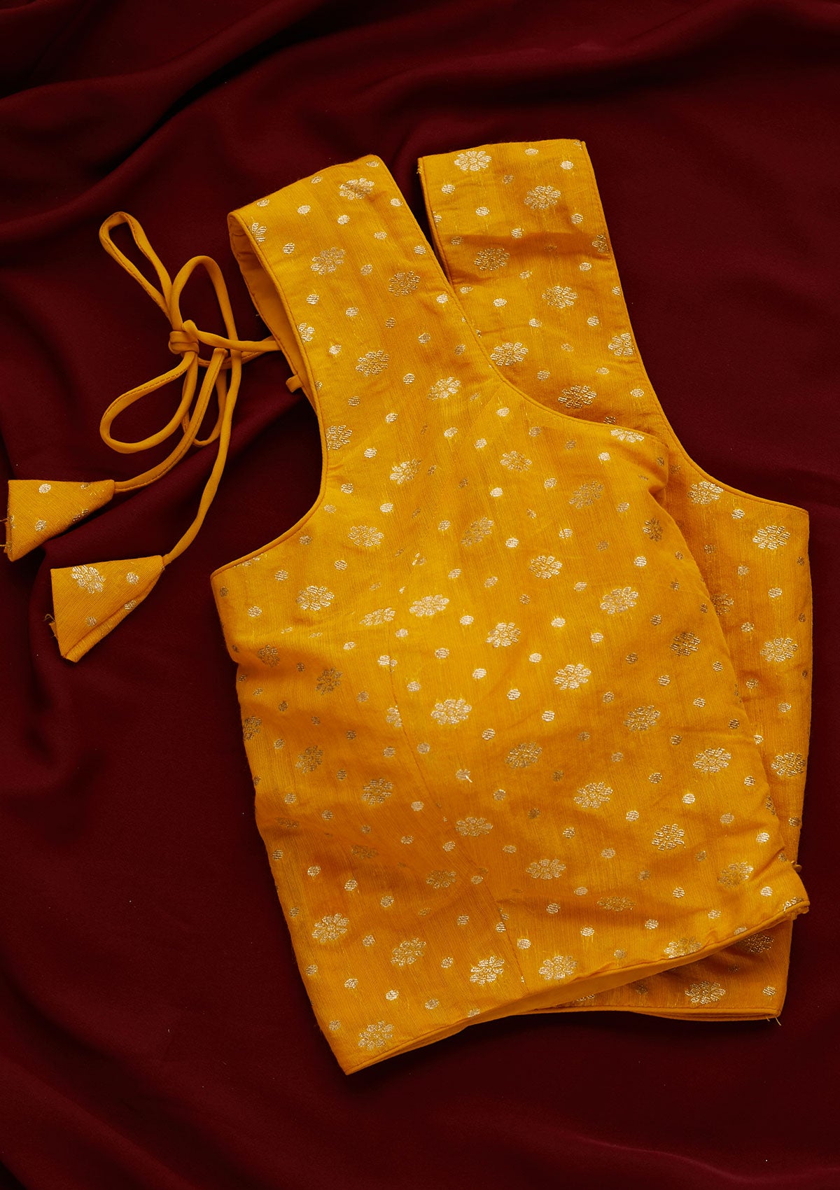 Yellow Zariwork Art Silk Designer Readymade Blouse - Koskii