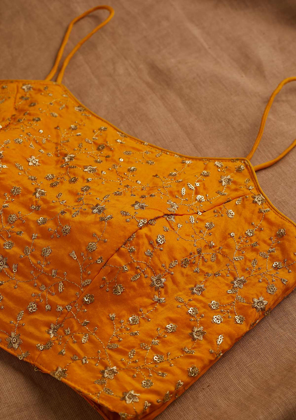 Yellow Zariwork Art Silk Blouse-Koskii