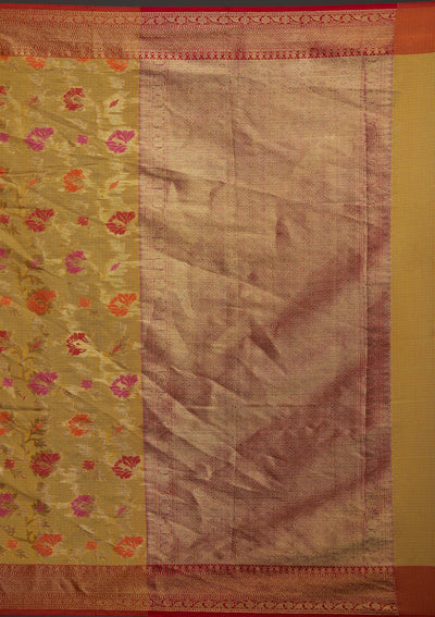 Yellow Zariwork Art Silk Saree-Koskii