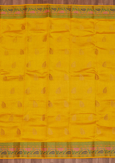 Yellow Zariwork Art Silk Designer Saree - Koskii
