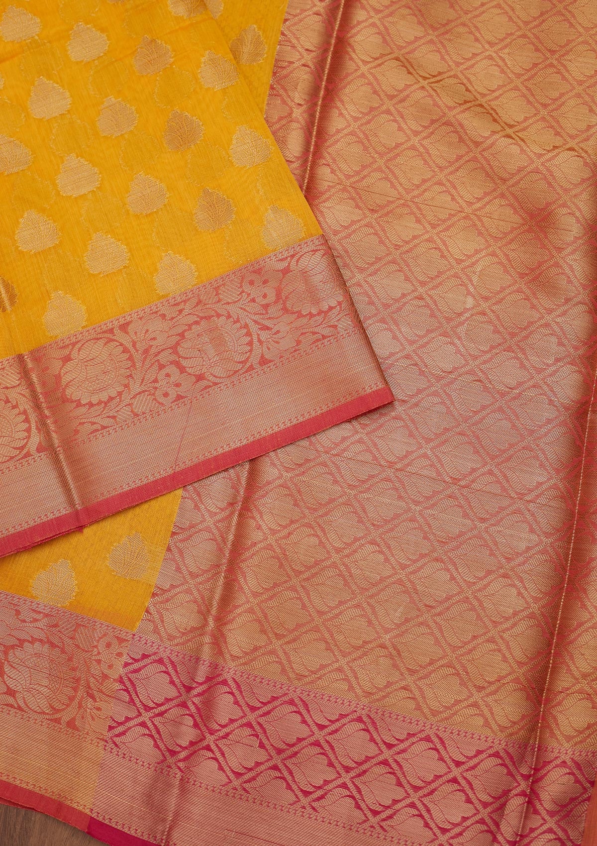 Yellow Zariwork Art Silk Saree - Koskii