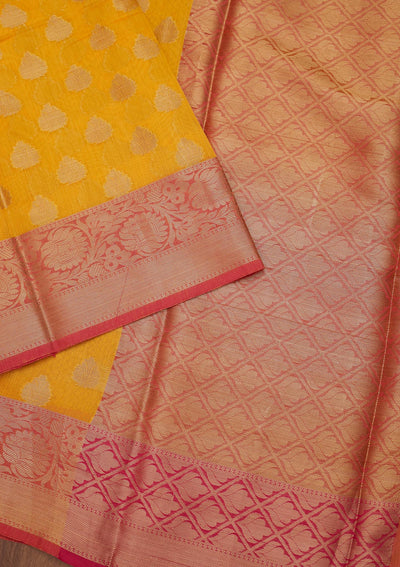 Yellow Zariwork Art Silk Saree - Koskii