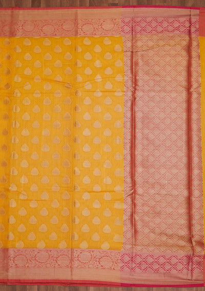 Yellow Zariwork Art Silk Saree - Koskii