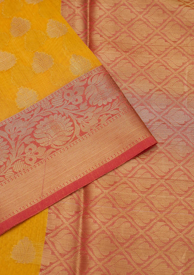 Yellow Zariwork Art Silk Saree - Koskii