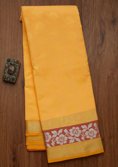 Yellow Zariwork Art Silk Saree- Koskii