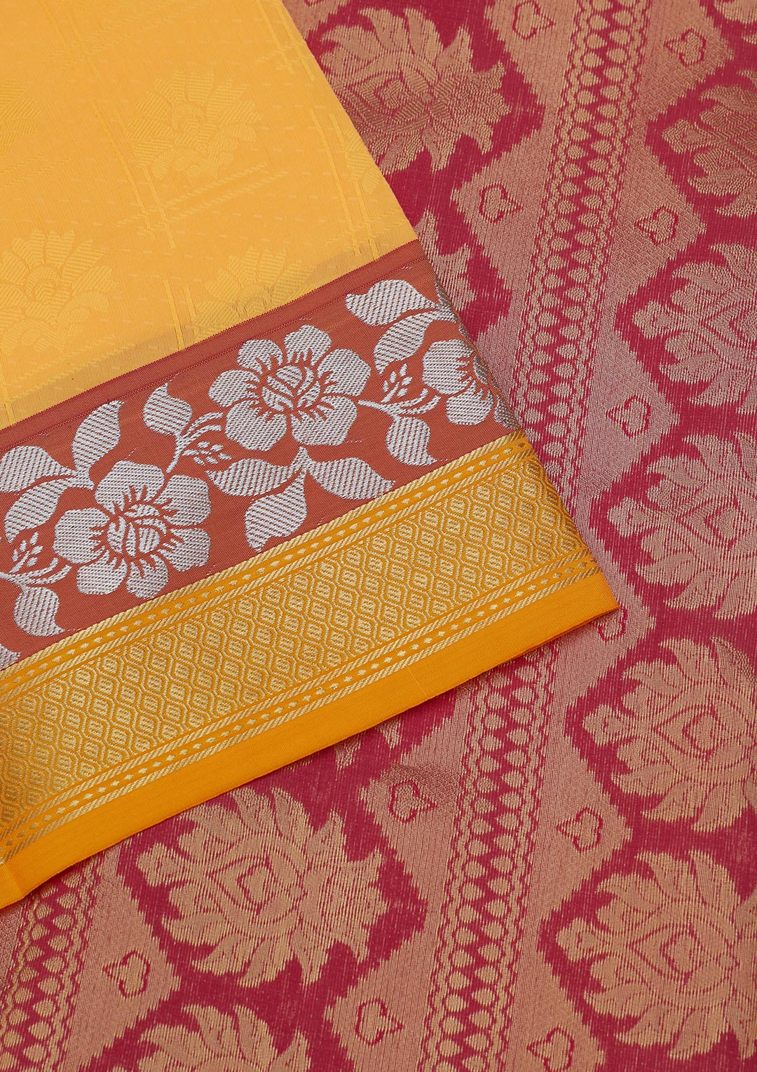 Yellow Zariwork Art Silk Saree - Koskii