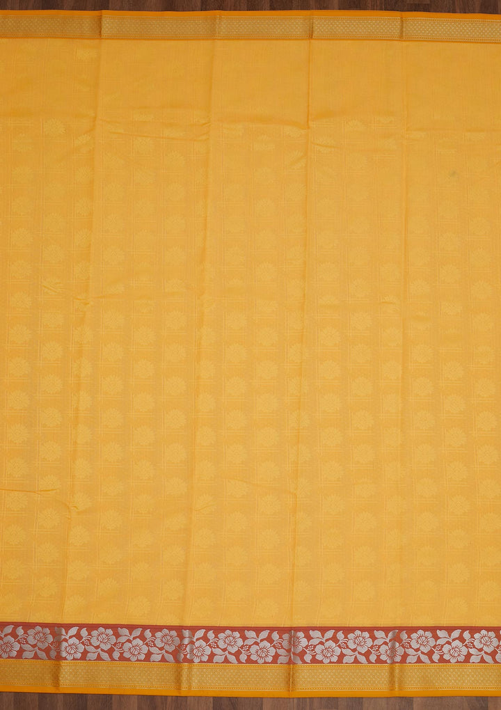 Yellow Zariwork Art Silk Saree - Koskii