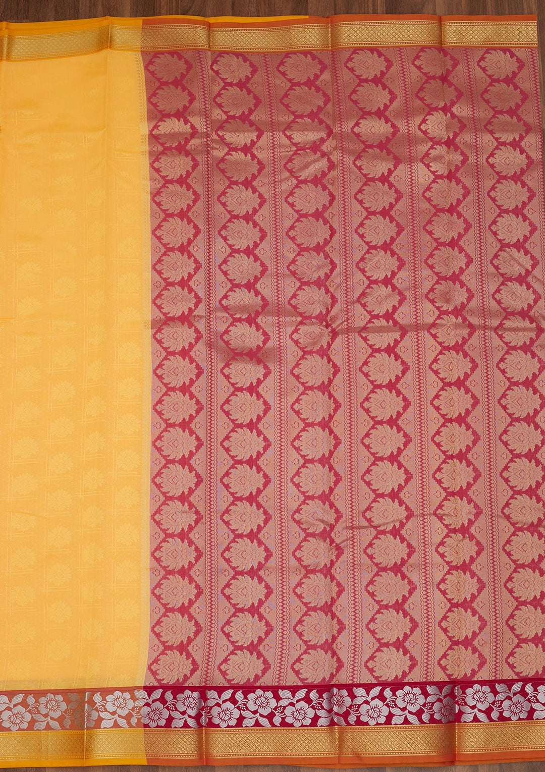 Yellow Zariwork Art Silk Saree - Koskii
