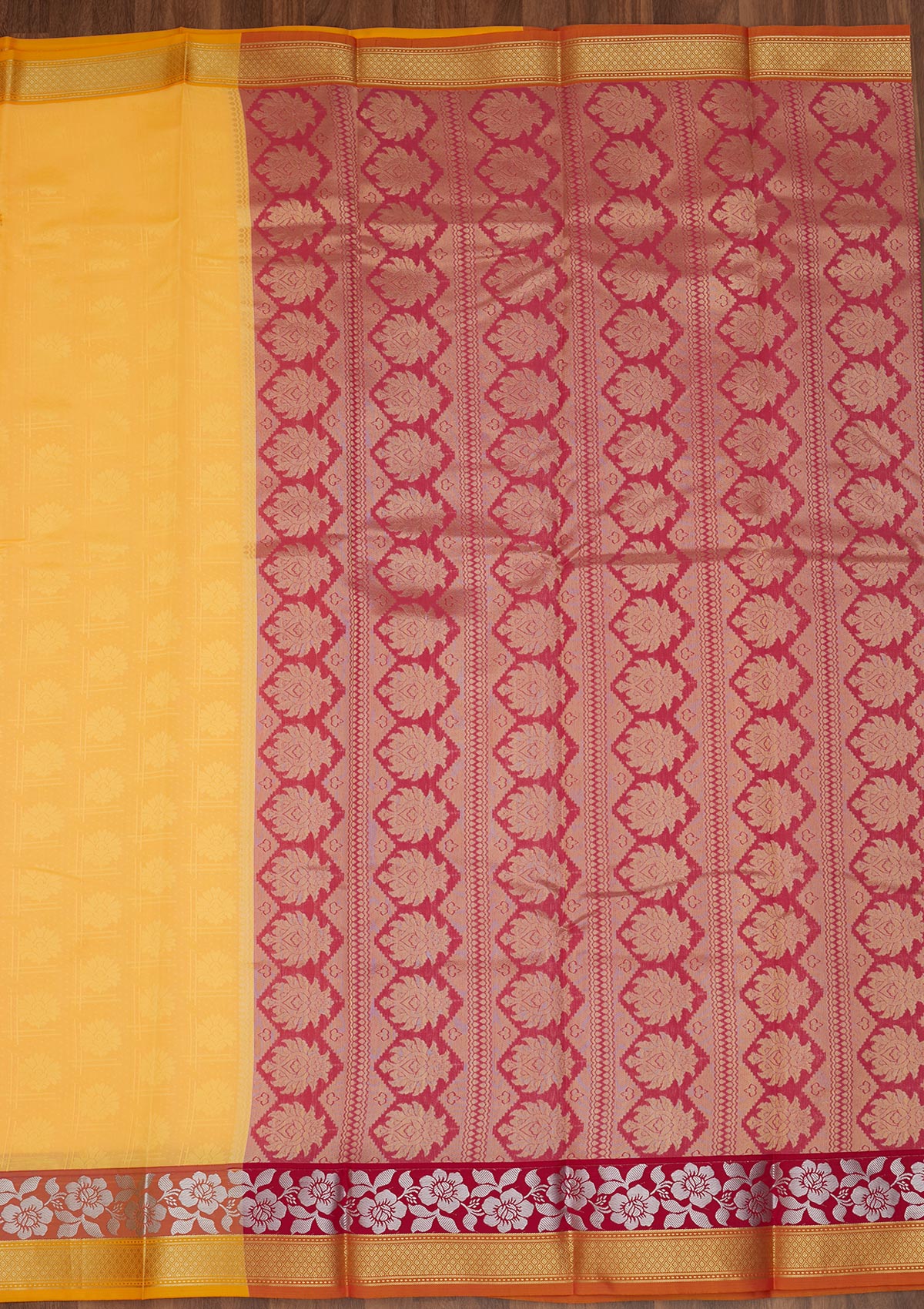 Yellow Zariwork Art Silk Saree - Koskii