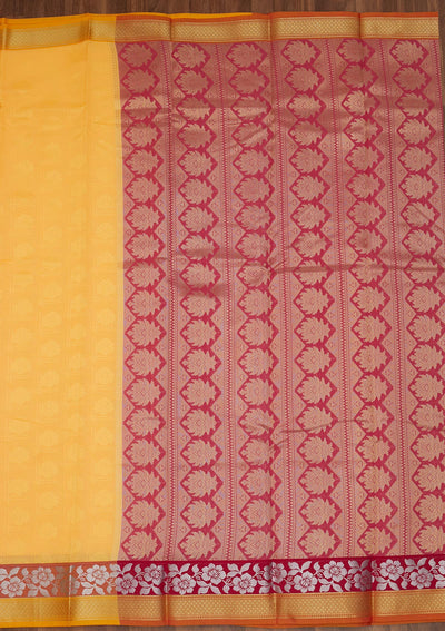 Yellow Zariwork Art Silk Saree - Koskii