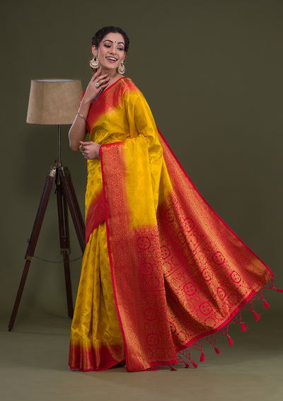 Yellow Zariwork Banarasi Saree-Koskii