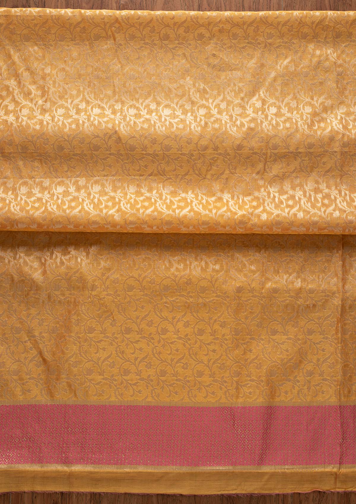 Yellow Zariwork Brocade Designer Unstitched Salwar Suit - Koskii