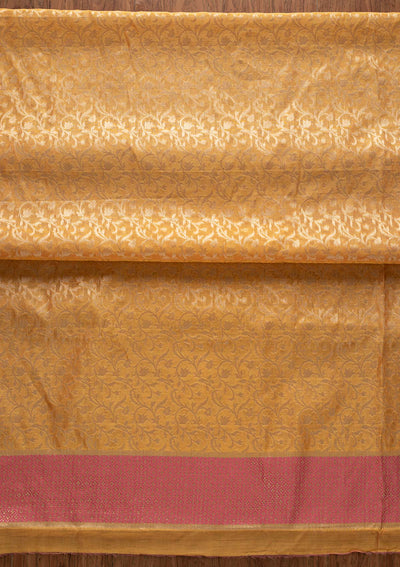 Yellow Zariwork Brocade Designer Unstitched Salwar Suit - Koskii