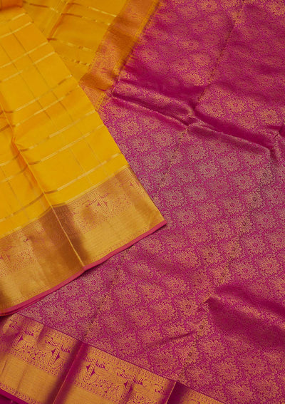 Yellow Zariwork Pure Silk Designer Saree - koskii